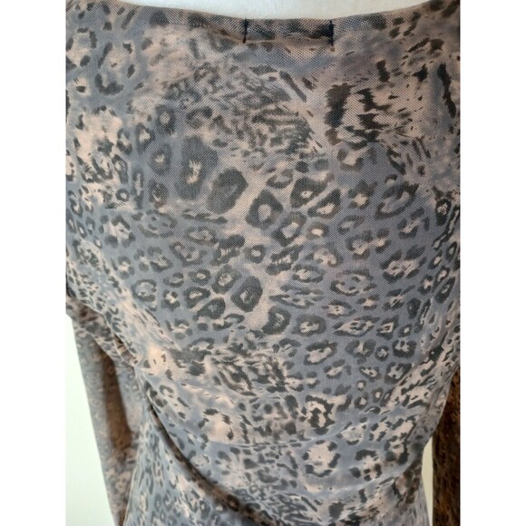 Pure Rebel Women's Shirt Lg. Beige Leopard Pattern Round Neck Long Sleeve Tee - Picture 5 of 9